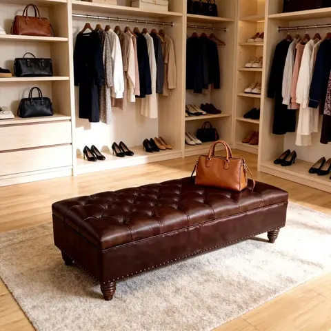 Banquette Chesterfield Eton en cuir chocolat