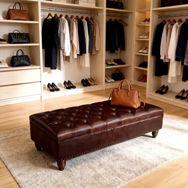 Banquette Chesterfield Eton en cuir chocolat