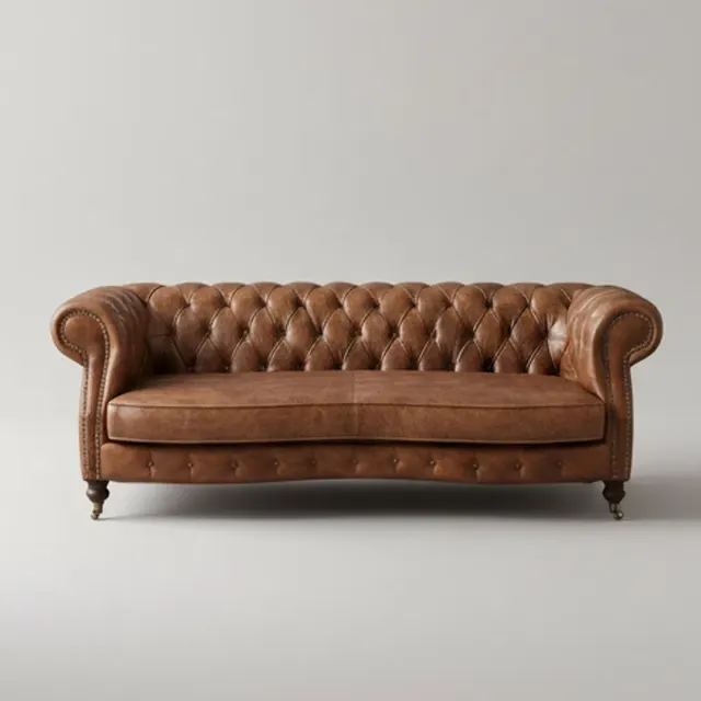 Canapé Chesterfield Camden 3 places en cuir brun foncé