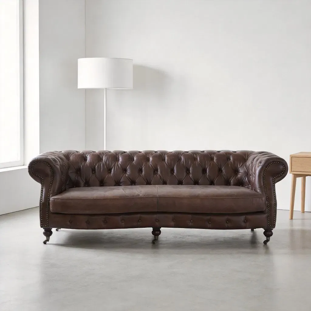 Canapé Chesterfield Camden 3 places en cuir brun foncé, vue 2 sur 10