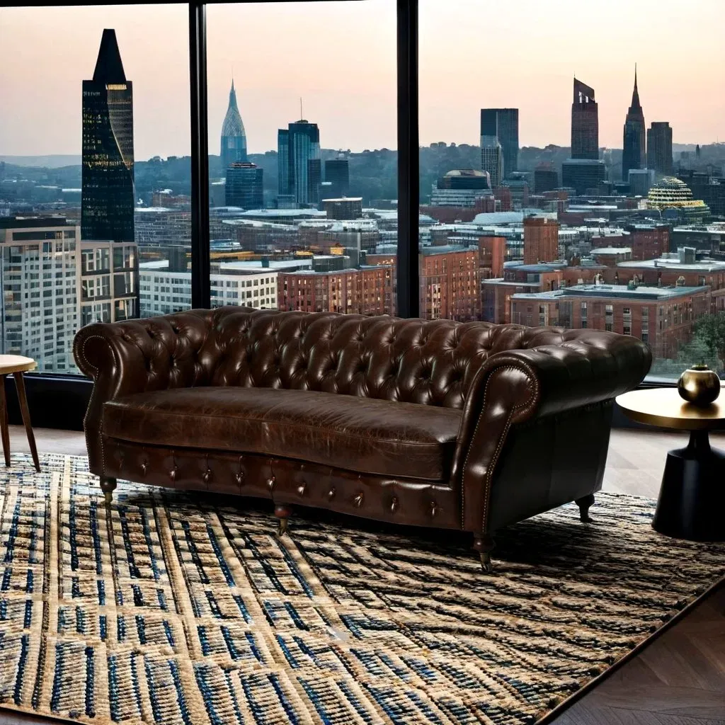 Canapé Chesterfield Camden 3 places en cuir brun foncé, vue 8 sur 10