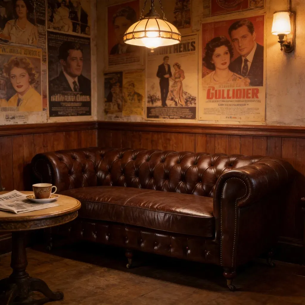 Canapé Chesterfield Camden 3 places en cuir brun foncé, vue 9 sur 10
