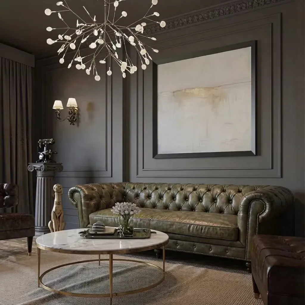 Canapé Chesterfield Chelsea en cuir vert anglais ciré, vue 3 sur 10