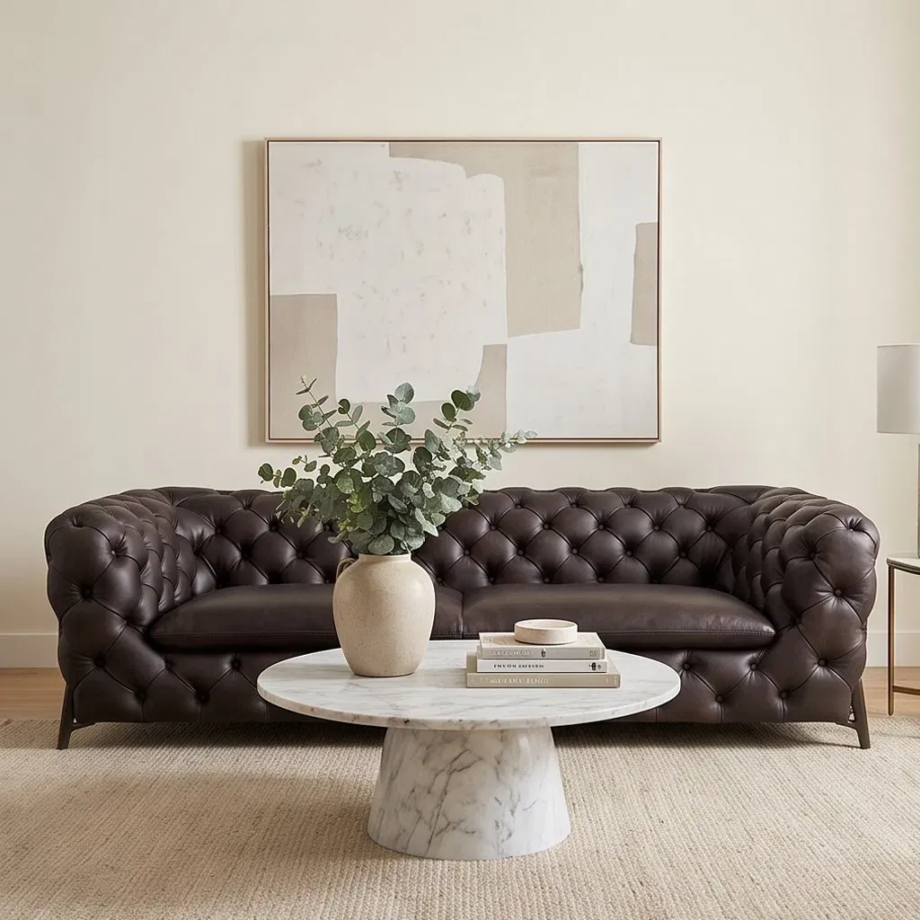 Canapé Chesterfield Fitzrovia 3 places en cuir noir