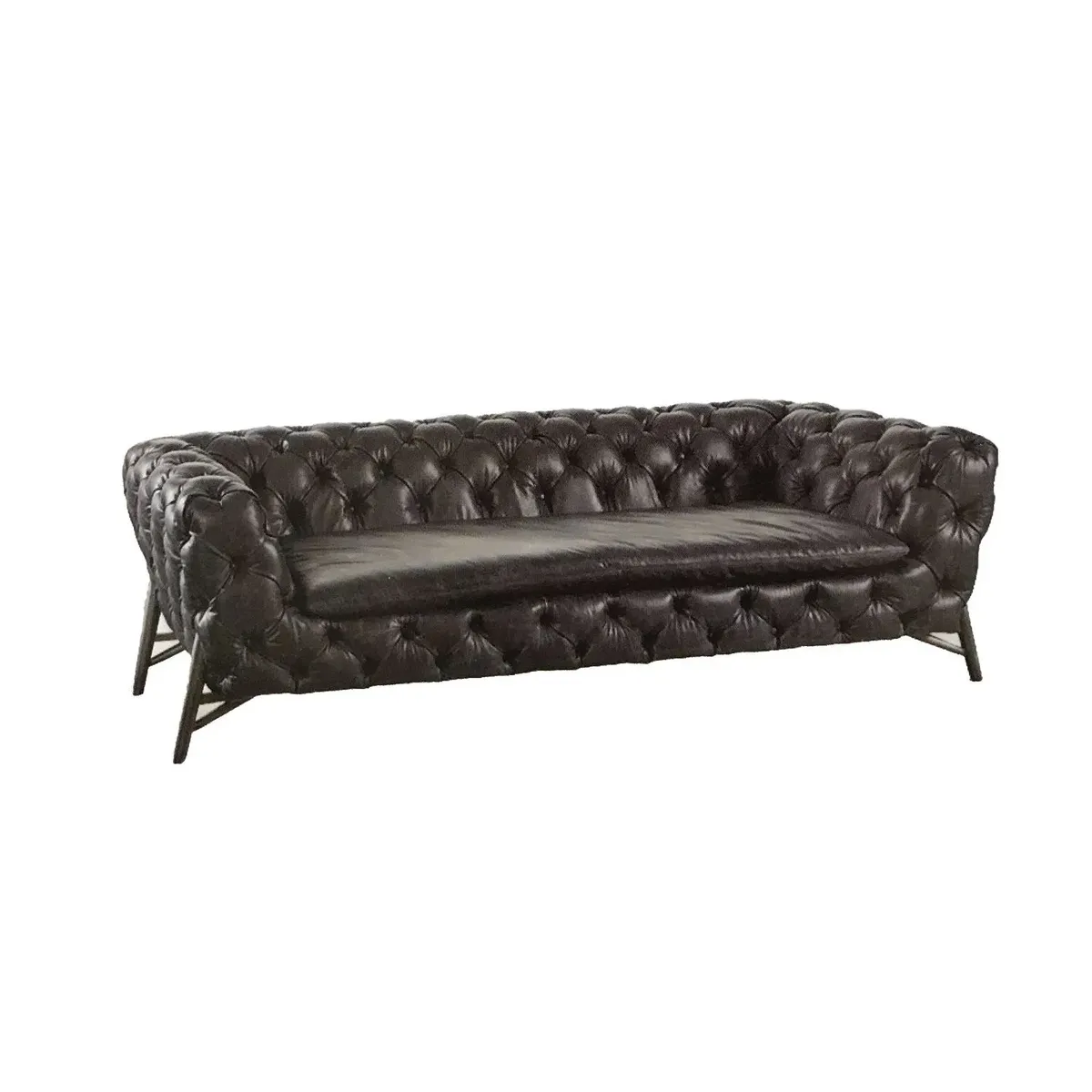 Canapé Chesterfield Fitzrovia 3 places en cuir noir, vue 4 sur 4