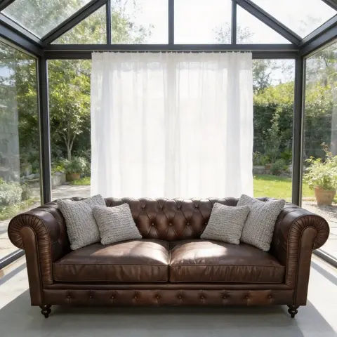 Canapé Chesterfield Greenwich 3 places en cuir marron foncé vieilli