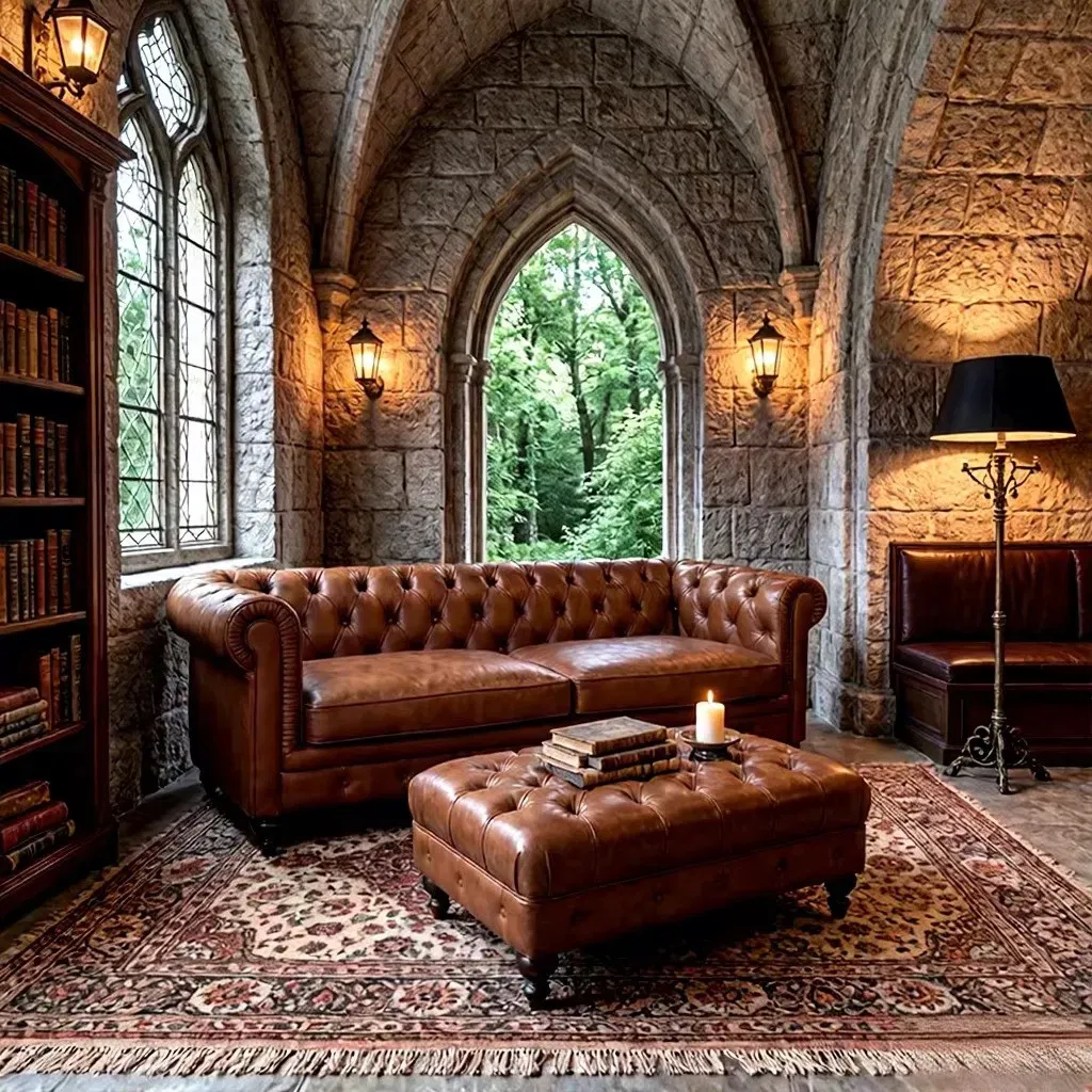 Canapé Chesterfield Holborn 3 places en cuir marron vieilli, vue 3 sur 6