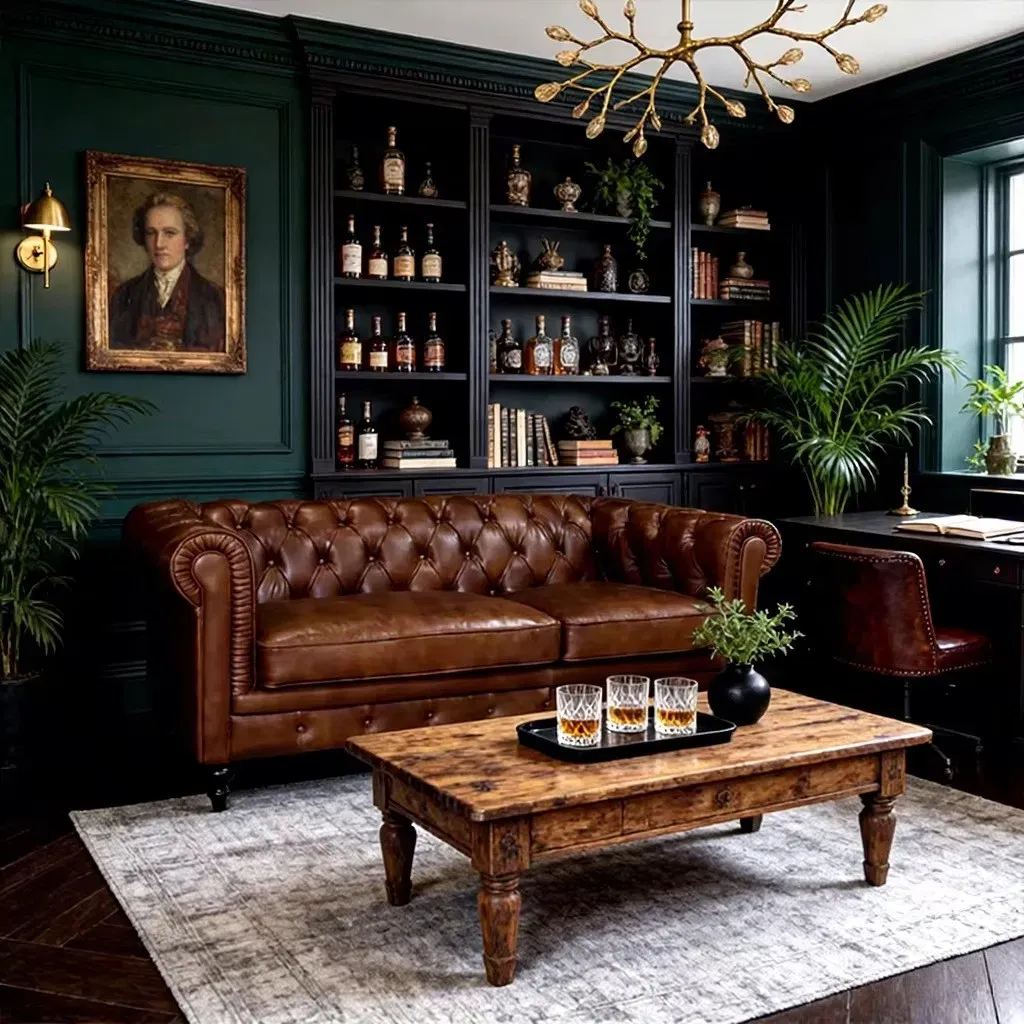 Canapé Chesterfield Holborn 3 places en cuir marron vieilli, vue 4 sur 6