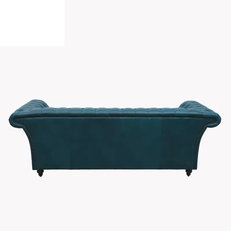 Canapé Chesterfield Islington en cuir bleu canard, vue 9 sur 10