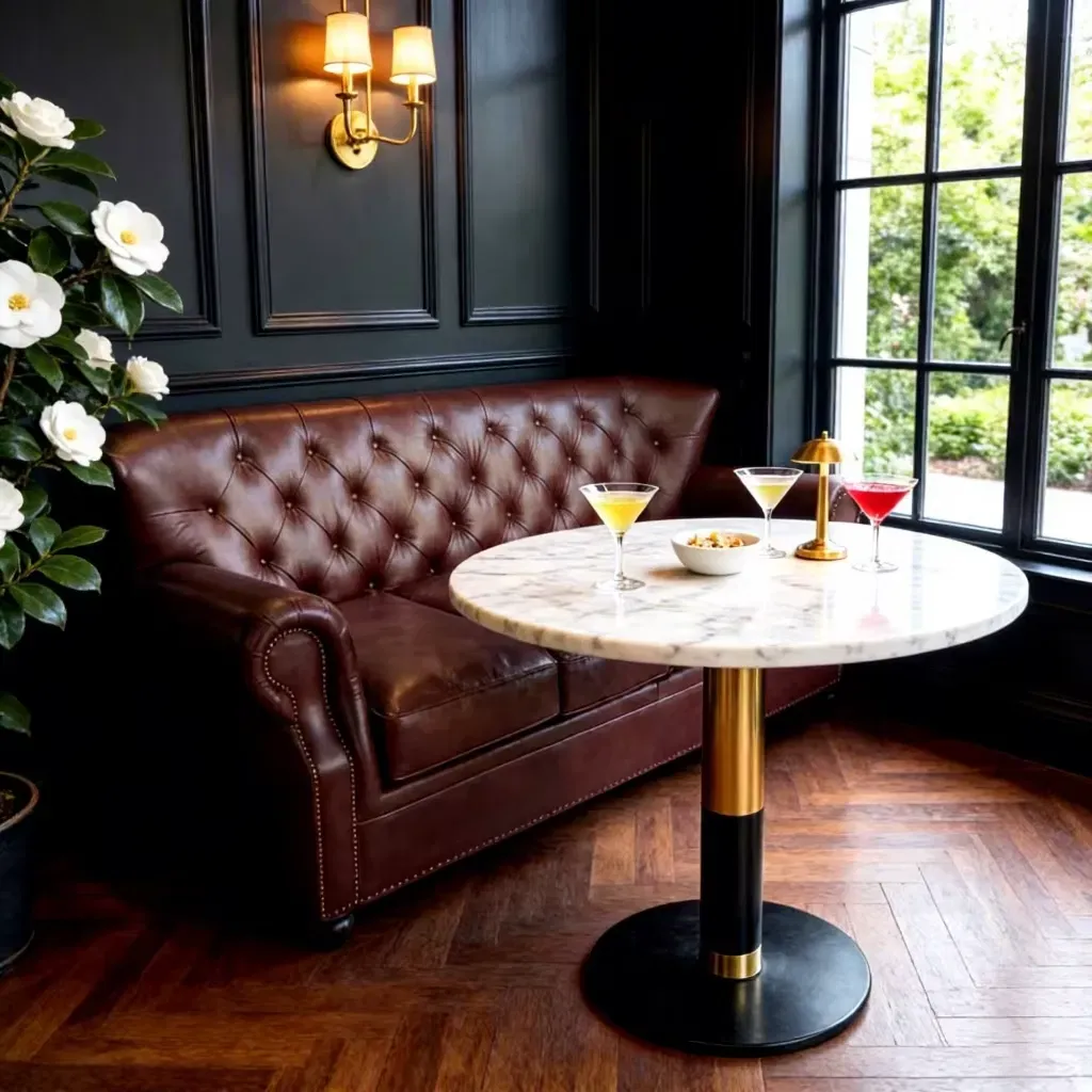 Canapé Chesterfield Knightsbridge 4 places en cuir brun rouge, vue 2 sur 10