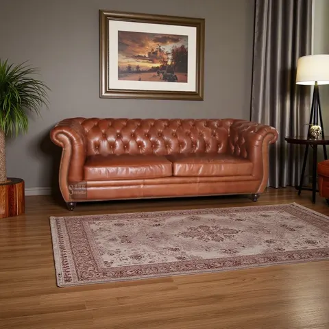 Canapé Chesterfield Marylebone 3 places en cuir cognac