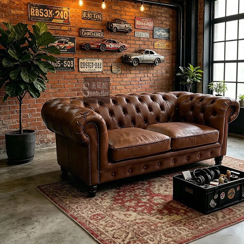 Canapé Chesterfield Mayfair en cuir marron vieilli, vue 2 sur 10