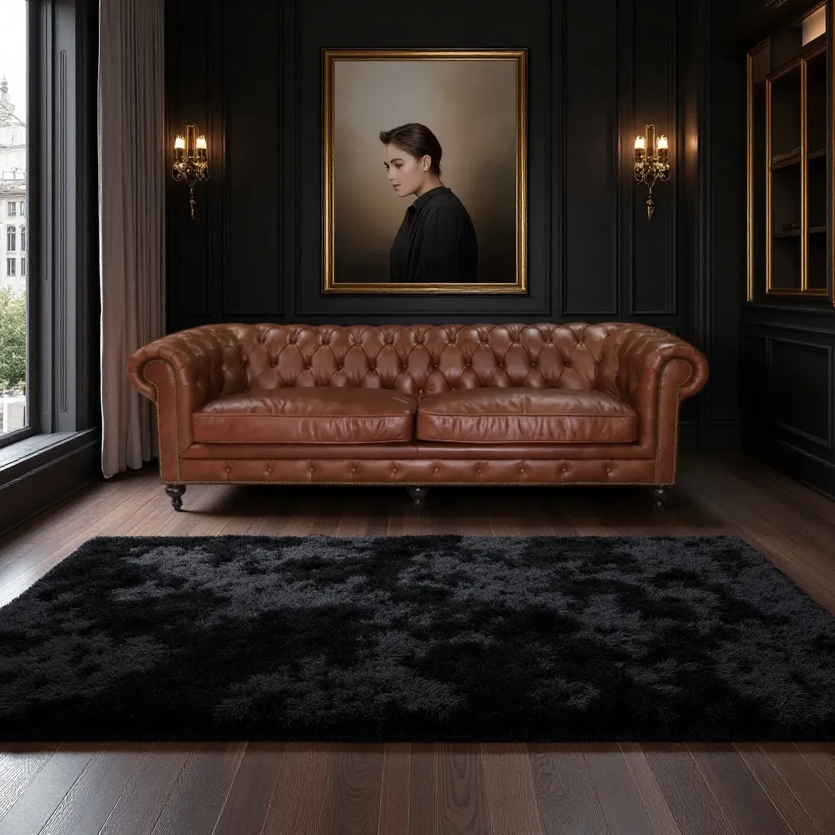 Canapé Chesterfield Pimlico 3 places en cuir chocolat, vue 4 sur 10