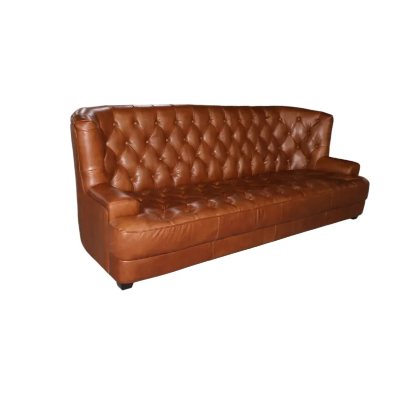 Canapé Chesterfield Richmond 3 places en cuir cognac, vue 5 sur 8