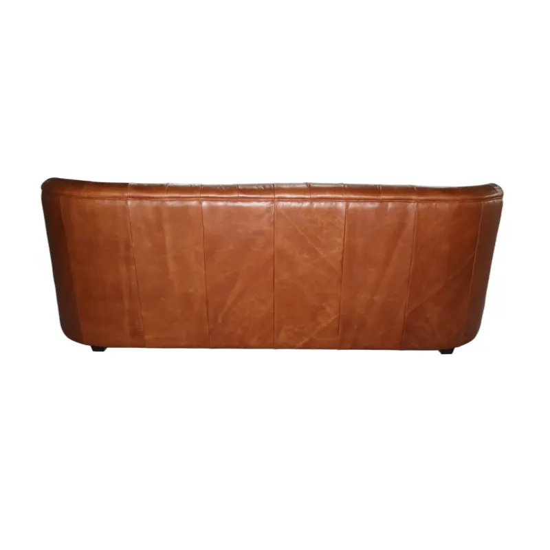 Canapé Chesterfield Richmond 3 places en cuir cognac, vue 6 sur 8