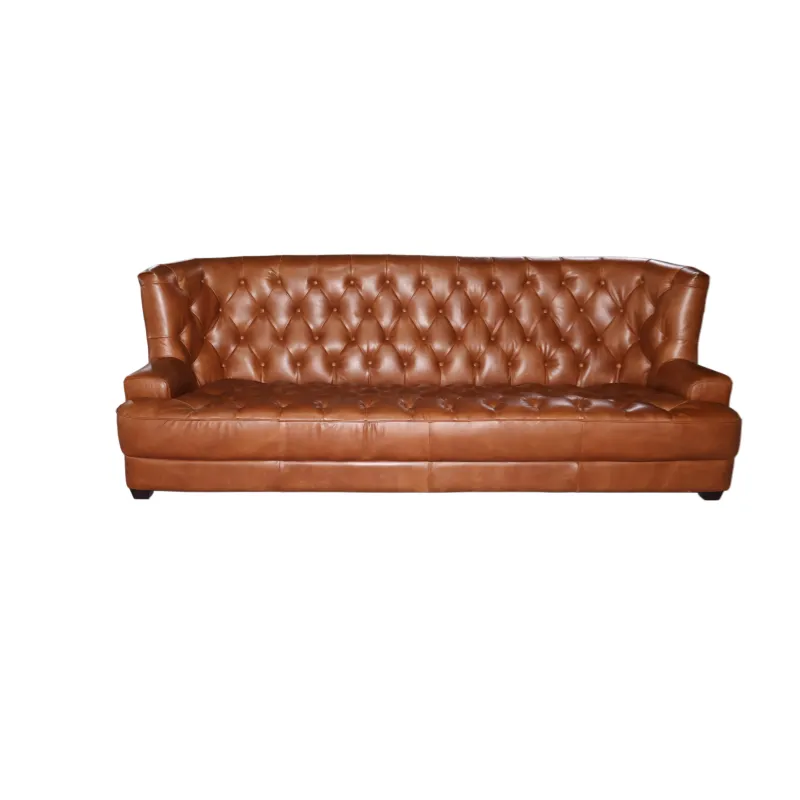 Canapé Chesterfield Richmond 3 places en cuir cognac, vue 7 sur 8