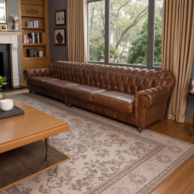 Canapé Chesterfield Southwark 5 places en cuir marron vieilli