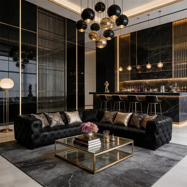 Canapé d'angle Chesterfield Soho en cuir noir