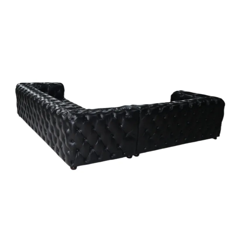 Canapé d'angle Chesterfield Soho en cuir noir, vue 6 sur 7