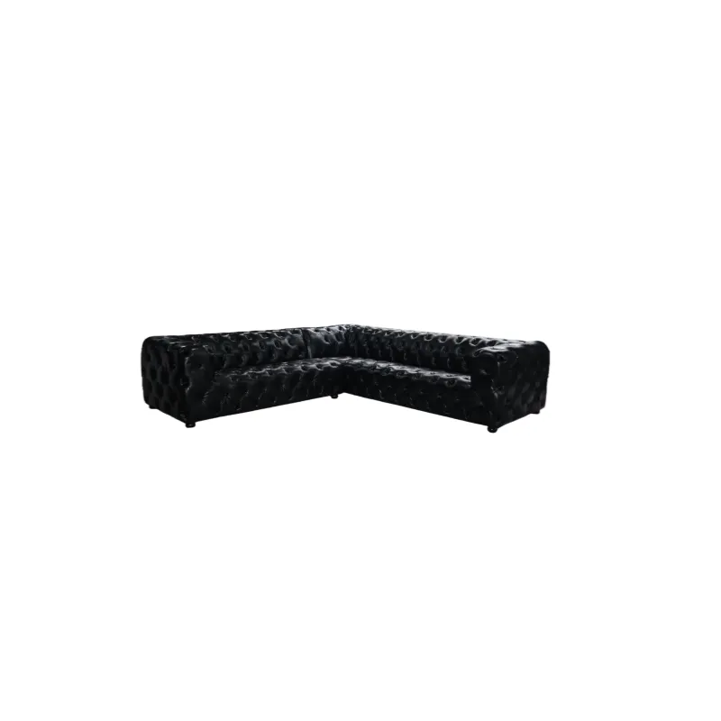 Canapé d'angle Chesterfield Soho en cuir noir, vue 7 sur 7