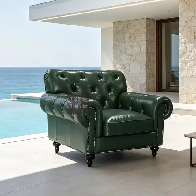 Fauteuil Chesterfield Chelsea en cuir vert anglais