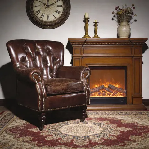 Fauteuil Chesterfield Clerkenwell en cuir marron vieilli