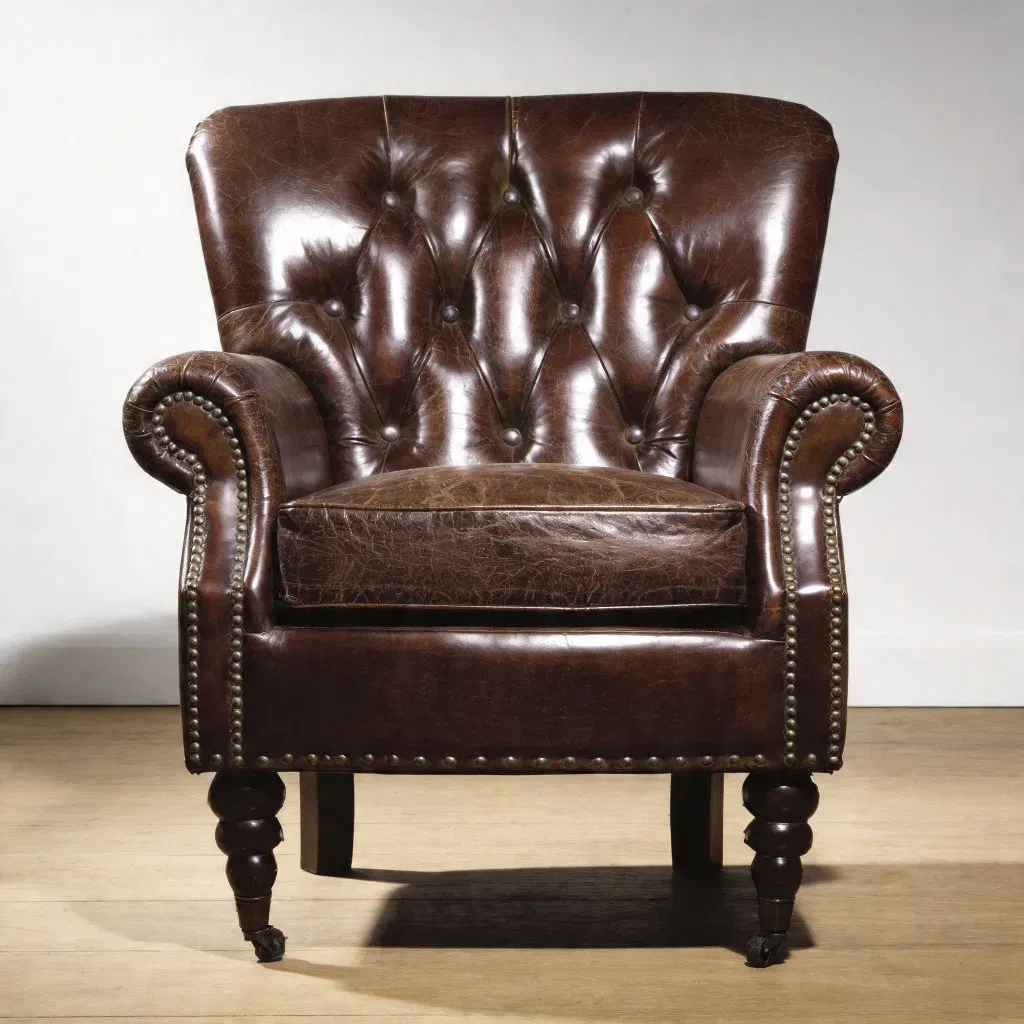 Fauteuil Chesterfield Clerkenwell en cuir marron vieilli, vue 2 sur 6