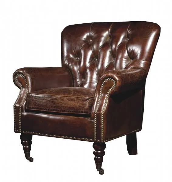 Fauteuil Chesterfield Clerkenwell en cuir marron vieilli, vue 5 sur 6