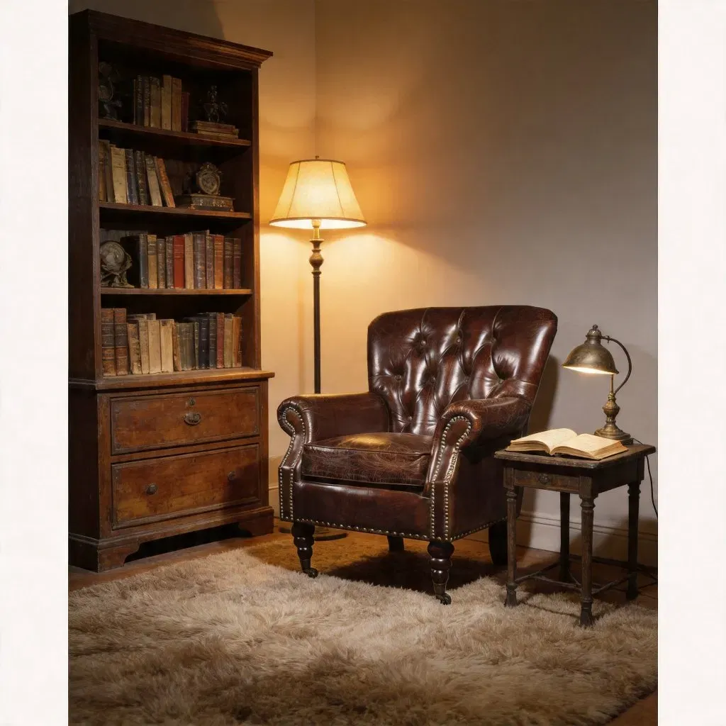 Fauteuil Chesterfield Clerkenwell en cuir marron vieilli, vue 6 sur 6