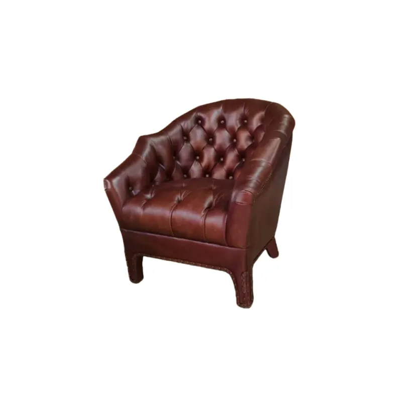 Fauteuil Chesterfield Lambeth cabriolet en cuir acajou, vue 6 sur 9