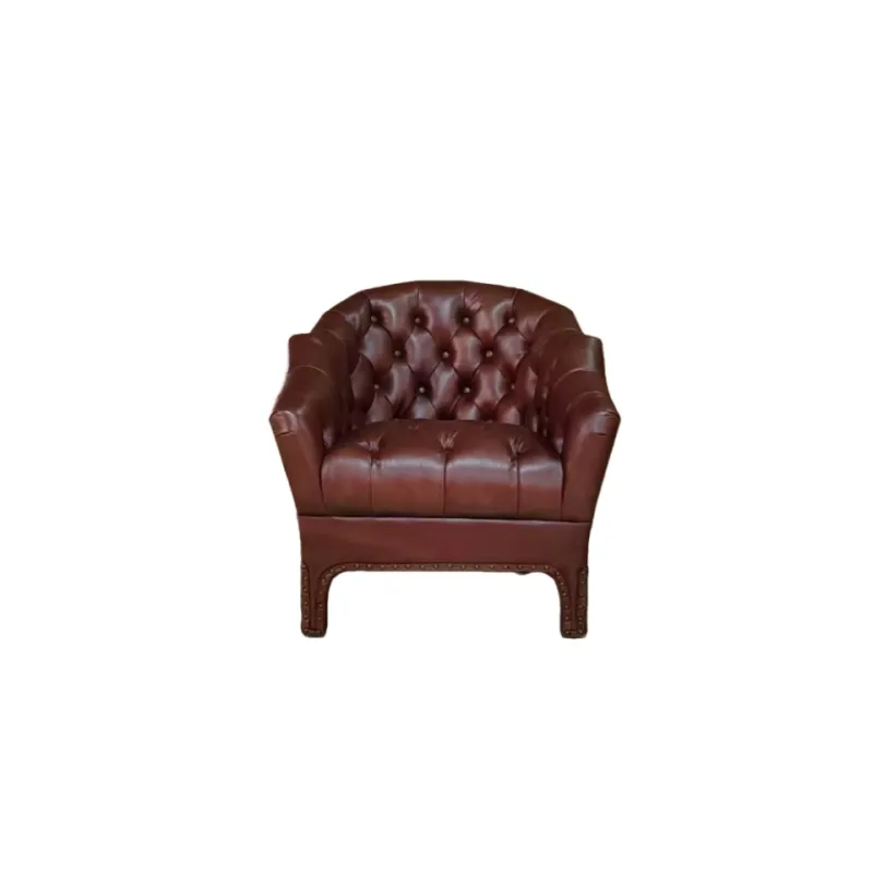 Fauteuil Chesterfield Lambeth cabriolet en cuir acajou, vue 7 sur 9