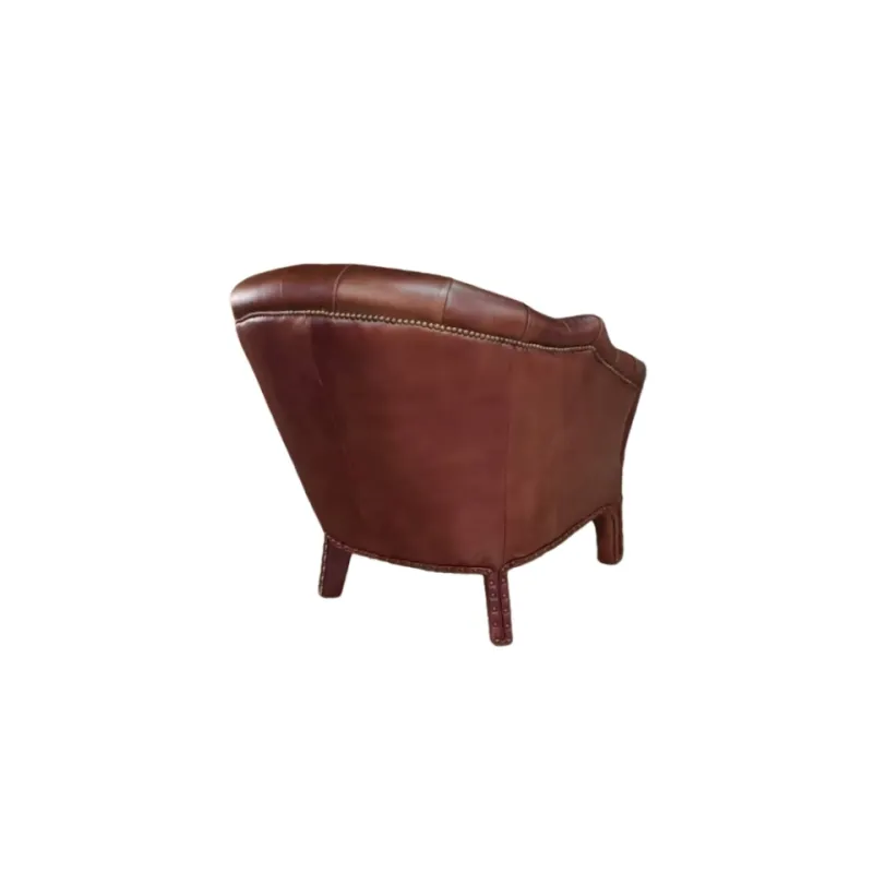 Fauteuil Chesterfield Lambeth cabriolet en cuir acajou, vue 8 sur 9