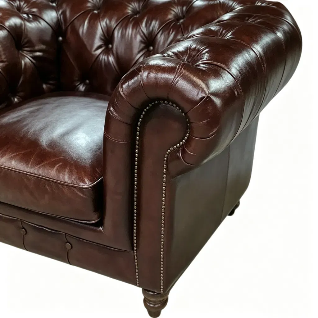 Fauteuil Chesterfield Mayfair en cuir marron vieilli, vue 10 sur 10