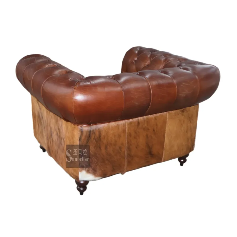 Fauteuil Chesterfield Mayfair en cuir marron vieilli, vue 9 sur 10