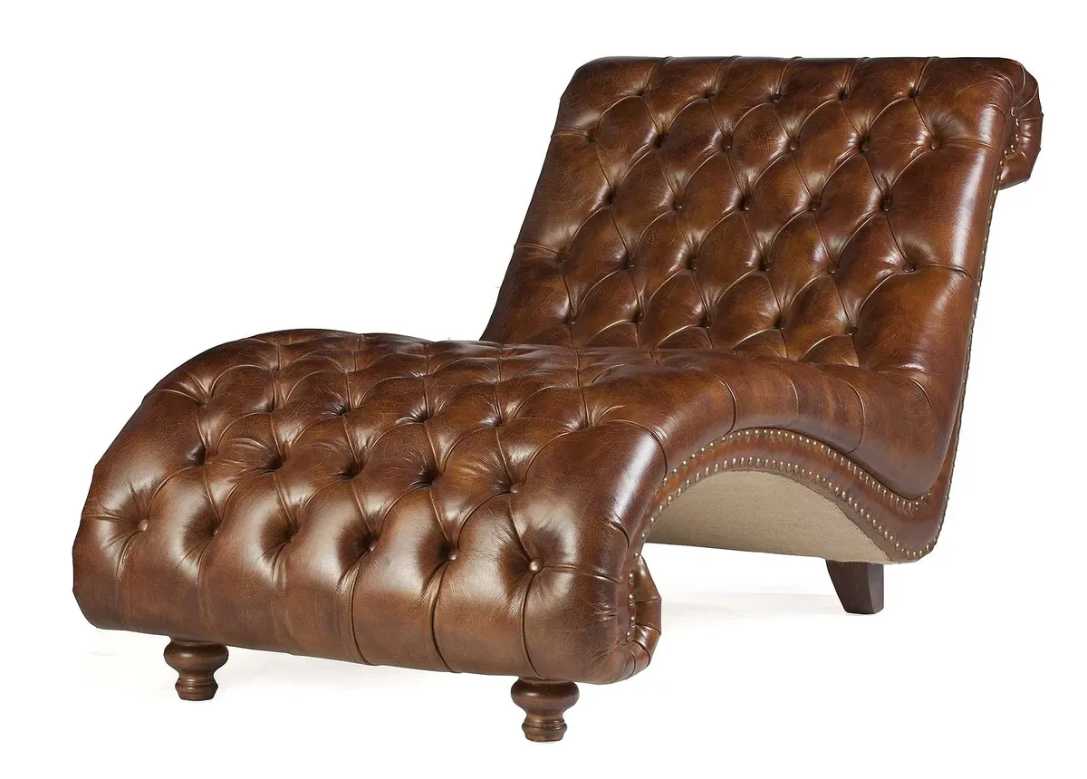 Méridienne Chesterfield Belsize en cuir cognac vieilli, vue 5 sur 5